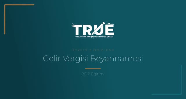 BDP Eğitimi — Gelir Vergisi örnek ders videosu