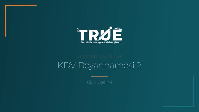 BDP Eğitimi — KDV 2 örnek ders videosu