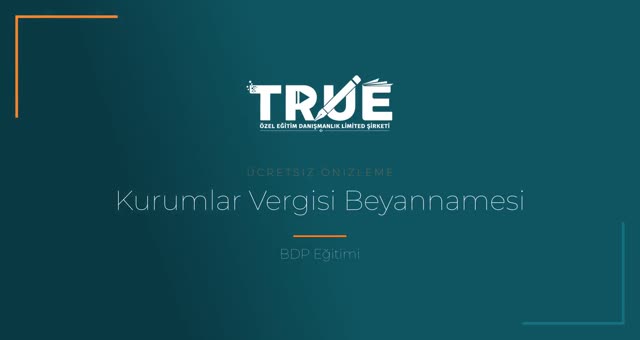 BDP Eğitimi — Kurumlar Vergisi örnek ders videosu