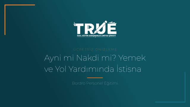 Bordro Personel Eğitimi — Ayni Yardımlar örnek ders videosu