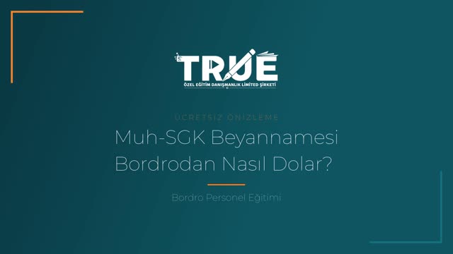 Bordro Personel Eğitimi — BDP'den Muh-SGK Hazırlanması örnek ders videosu