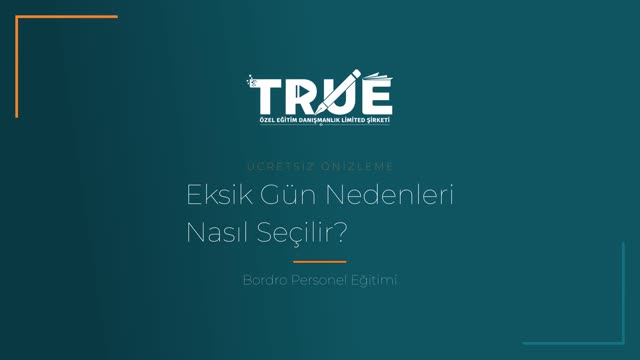 Bordro Personel Eğitimi — Fazla Mesai/Eksik Gün/Avans örnek ders videosu