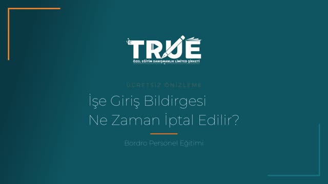Bordro Personel Eğitimi — İşçi Giriş/Çıkış İşlemleri örnek ders videosu