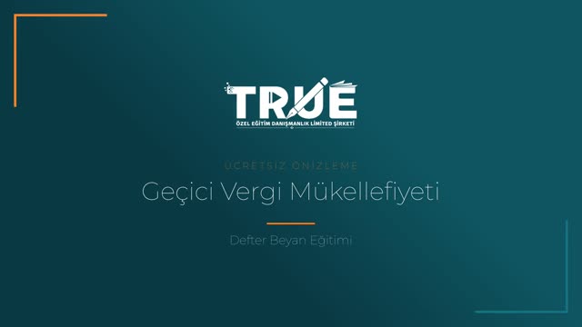 Defter Beyan Eğitimi — Gelir Geçici örnek ders videosu