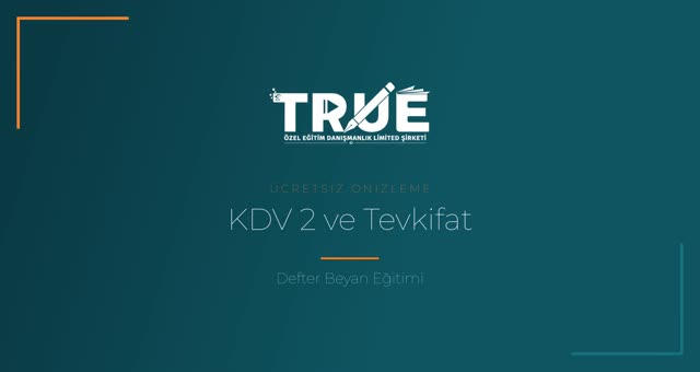 Defter Beyan Eğitimi — KDV 2 örnek ders videosu