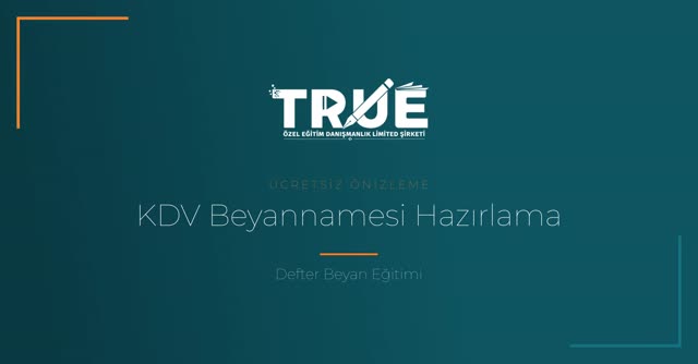 Defter Beyan Eğitimi — KDV örnek ders videosu