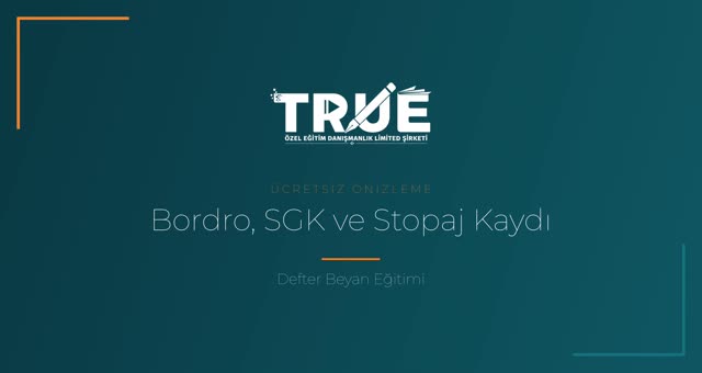 Defter Beyan Eğitimi — MUH-SGK örnek ders videosu