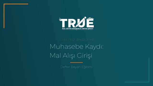 Defter Beyan Eğitimi — Muhasebe Kayıtları örnek ders videosu