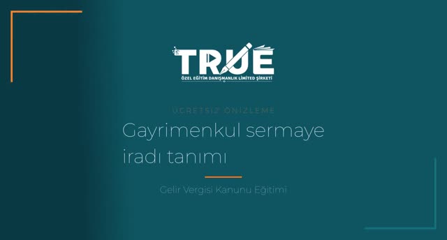 Gelir Vergisi Kanunu Eğitimi — Gayrimenkul Sermaye İratları örnek ders videosu