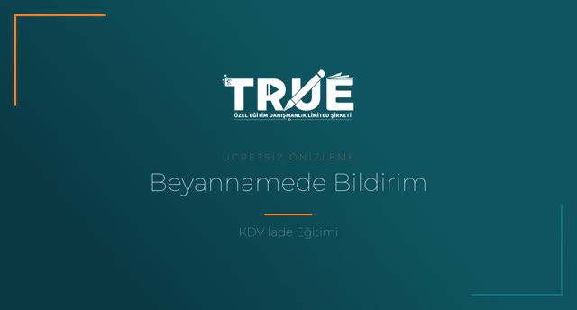 KDV İade Eğitimi — Diğer KDV İade Çeşitlerinin KDV Beyannamesinde Bildirilmesi örnek ders videosu
