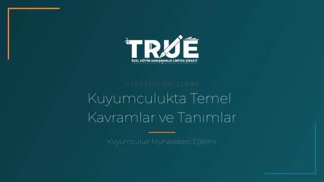 Kuyumculuk Muhasebesi Eğitimi — Kuyumculukla İlgili Genel Kavramlar örnek ders videosu