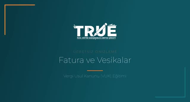 Vergi Usul Kanunu (VUK) Eğitimi — Yasal Defterlere Kaydedilebilecek Belgeler örnek ders videosu