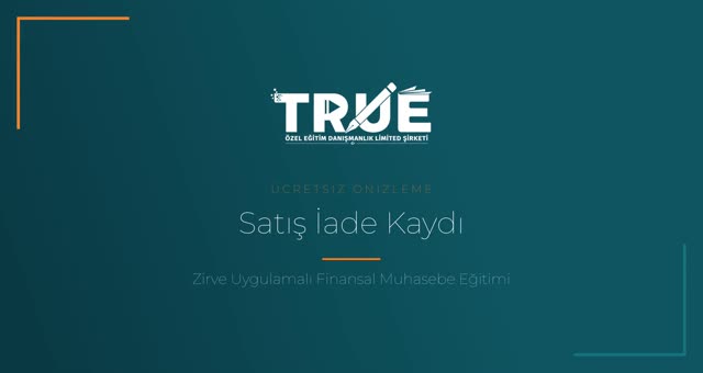 Zirve Uygulamalı Finansal Muhasebe Eğitimi — Alış İade / Satış İade örnek ders videosu