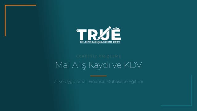 Zirve Uygulamalı Finansal Muhasebe Eğitimi — Alış-Satış örnek ders videosu