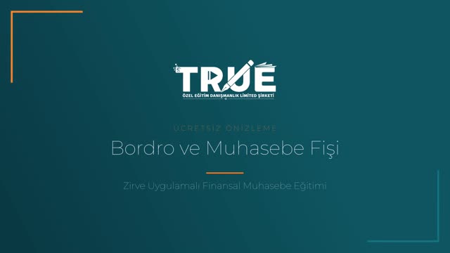 Zirve Uygulamalı Finansal Muhasebe Eğitimi — Bordrolama örnek ders videosu