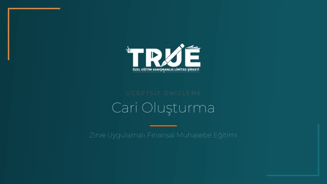 Zirve Uygulamalı Finansal Muhasebe Eğitimi — Cari Oluşturma örnek ders videosu