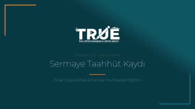 Zirve Uygulamalı Finansal Muhasebe Eğitimi — Muhasebe Kayıtları örnek ders videosu