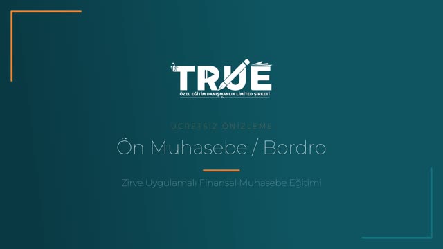 Zirve Uygulamalı Finansal Muhasebe Eğitimi — Ön Muhasebe Bordro örnek ders videosu